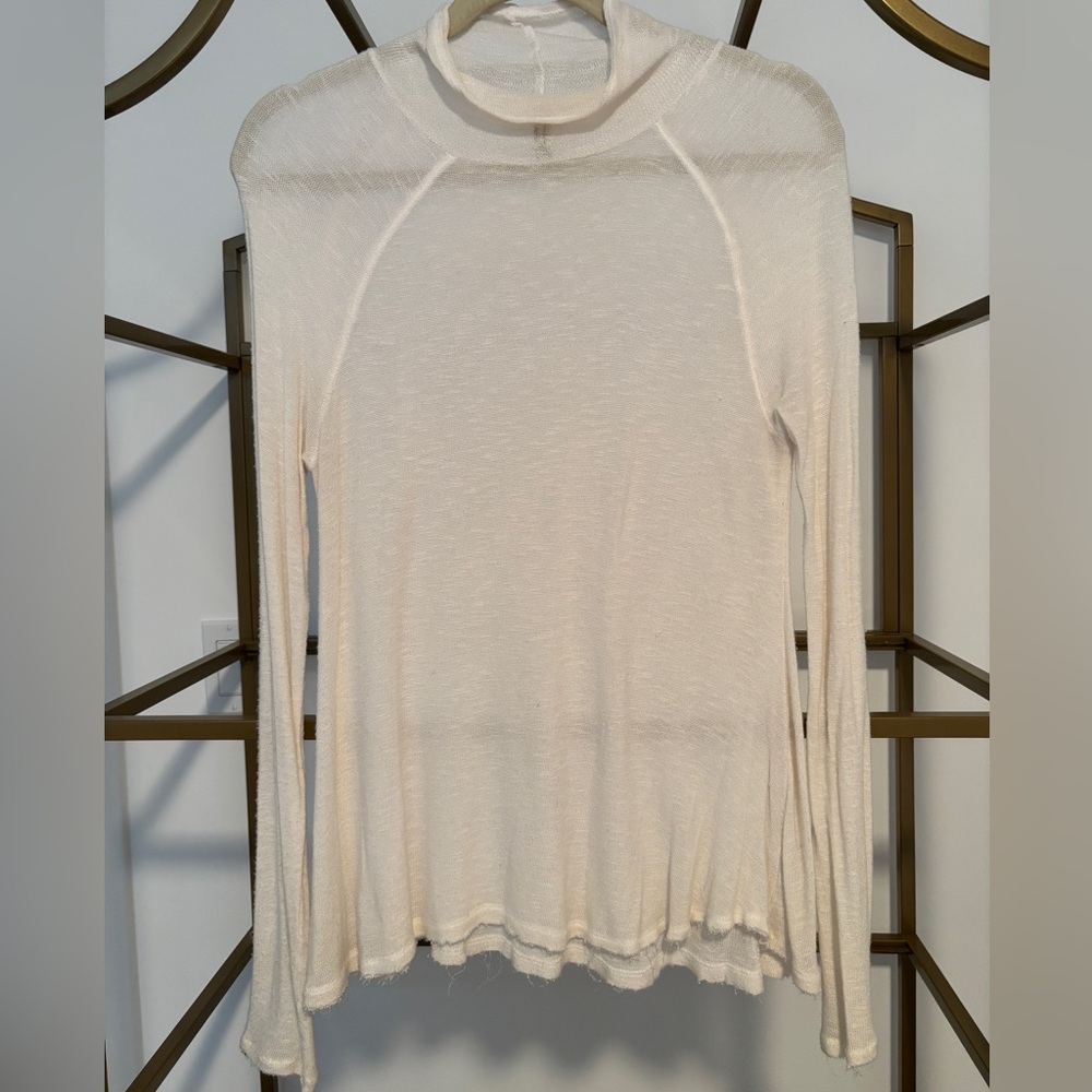 Free People Cream Sheer Long Sleeve